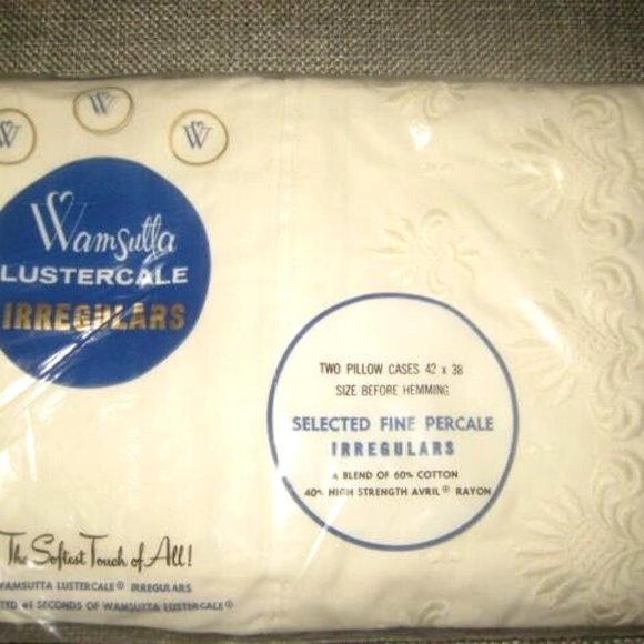 Wamsutta Bedding Vintage Wamsutta Pillow Cases Packaged Cotton
